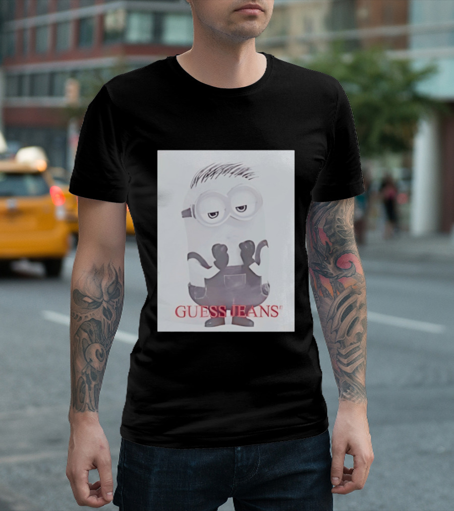 Minion Guess Jeans Despicable Me Goggle Wearing Cartoon T-Shirt