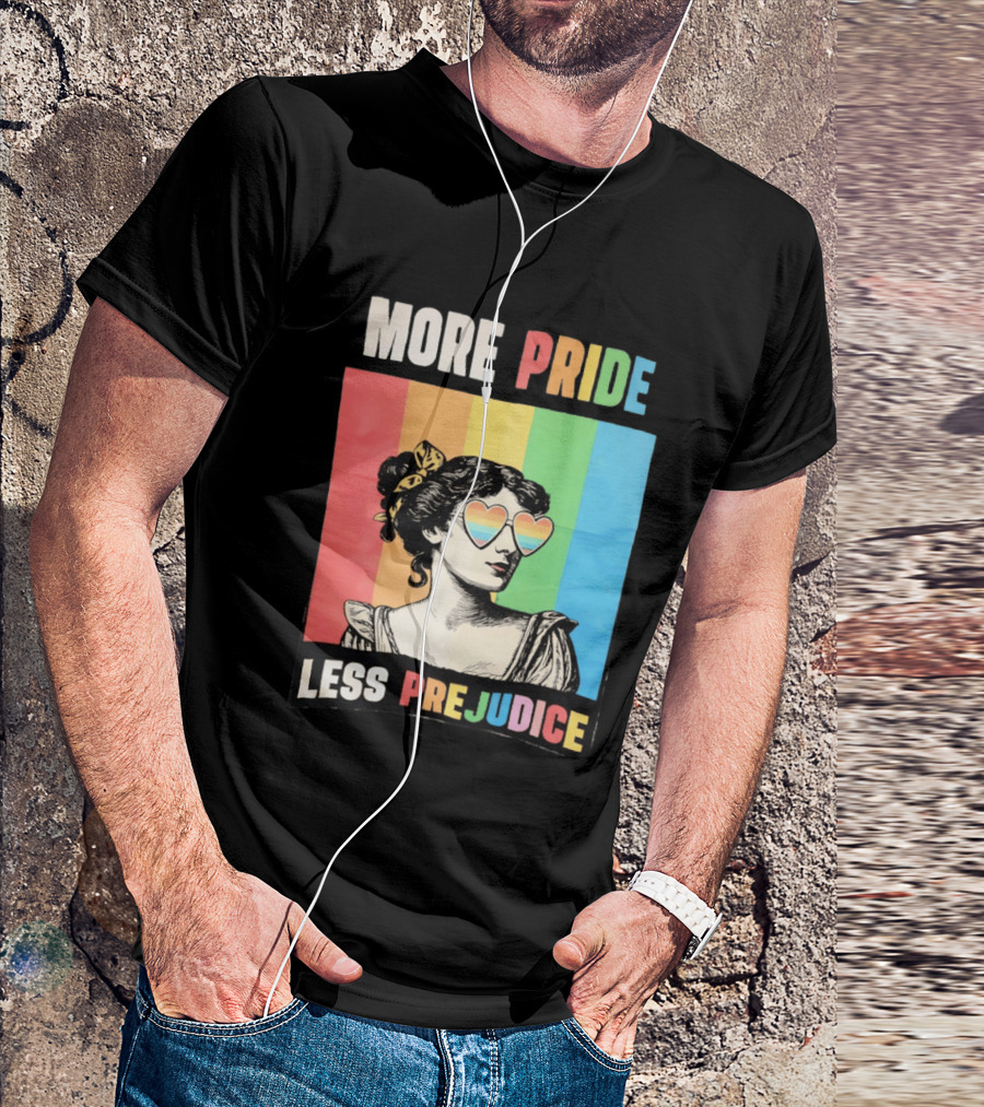 More Pride Less Prejudice Rainbow Heart Sunglasses Regency T-Shirt