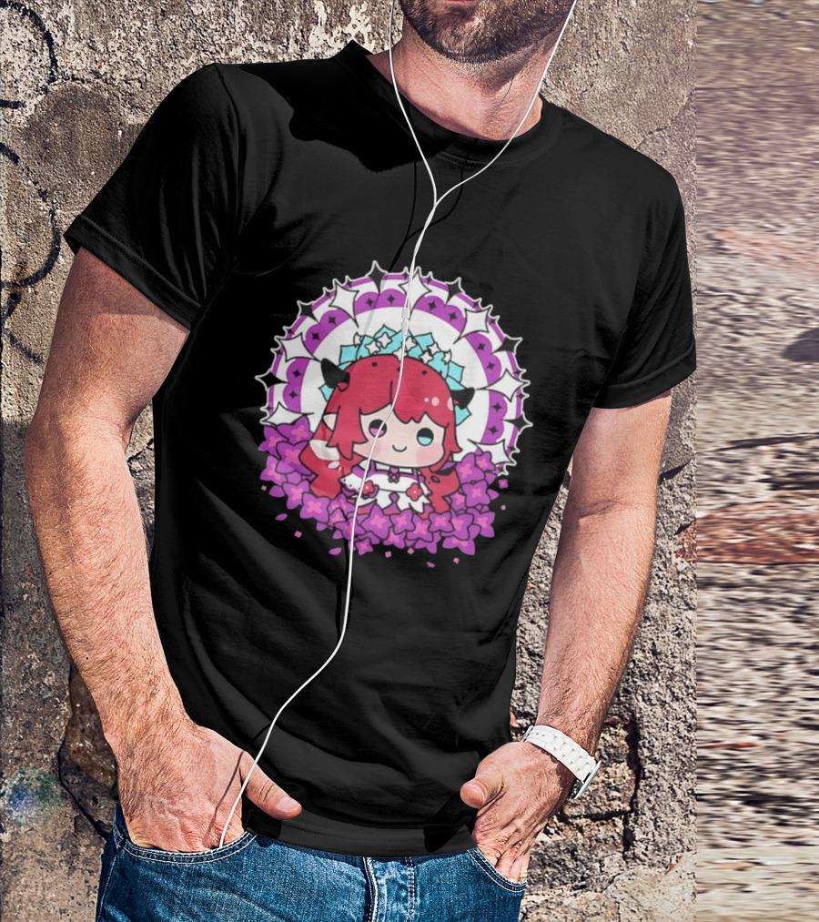 Chibi Hope Pink Hair Cute Anime Character Surrounded By Mandala And Flowers T-Shirt