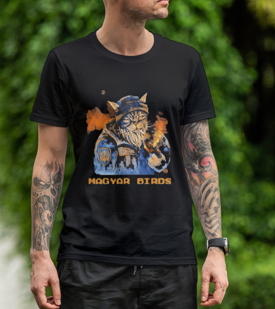 Magyar Birds Viking Cat Warrior Artillery T-Shirt