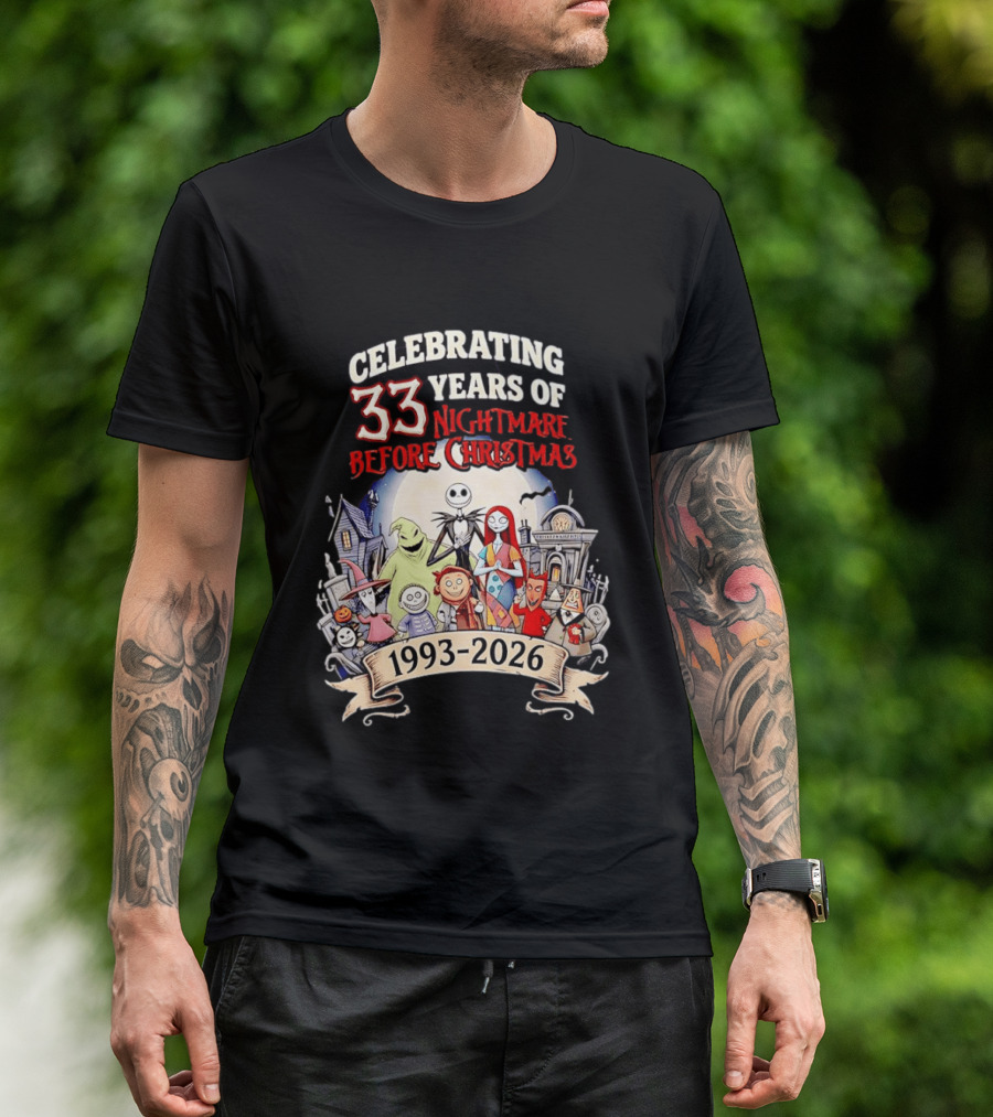 Celebrating 33 Years Of Nightmare Before Christmas 1993 2026 T-Shirt
