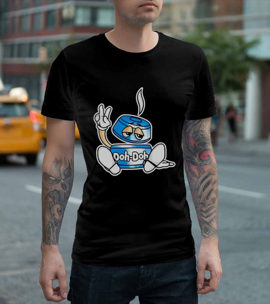 Doh Doh Peace Sign Playful Cartoon Character In Relaxed Pose T-Shirt