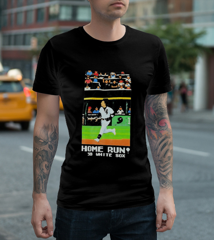 Home Run 3B White Sox Pixel Baseball T-Shirt
