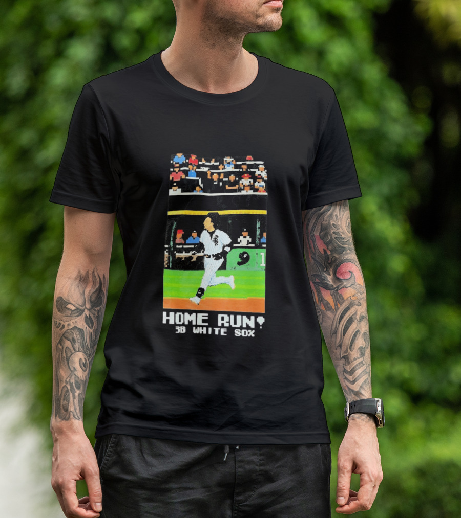 Home Run 3B White Sox Pixel Baseball T-Shirt