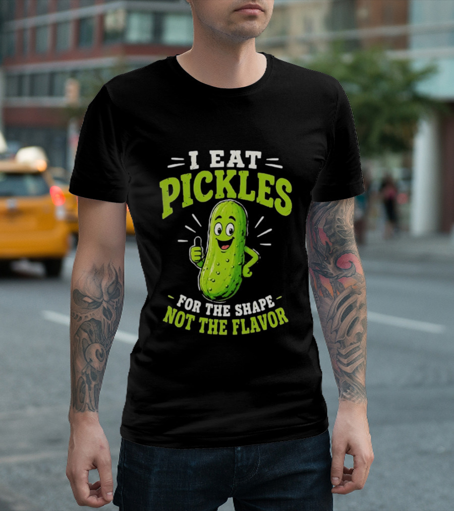 I Eat Pickles For The Shape Not The Flavor Thumb Up Cartoon T-Shirt