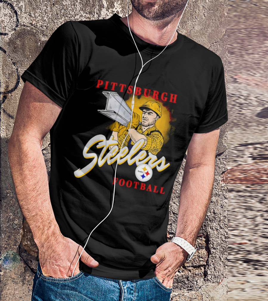 Pittsburgh Steelers Football Worker Steel Beam Icon With Team T-Shirt