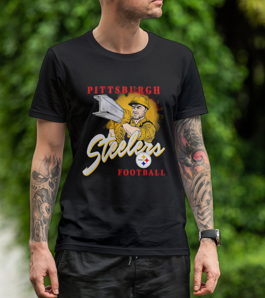 Pittsburgh Steelers Football Worker Steel Beam Icon With Team T-Shirt