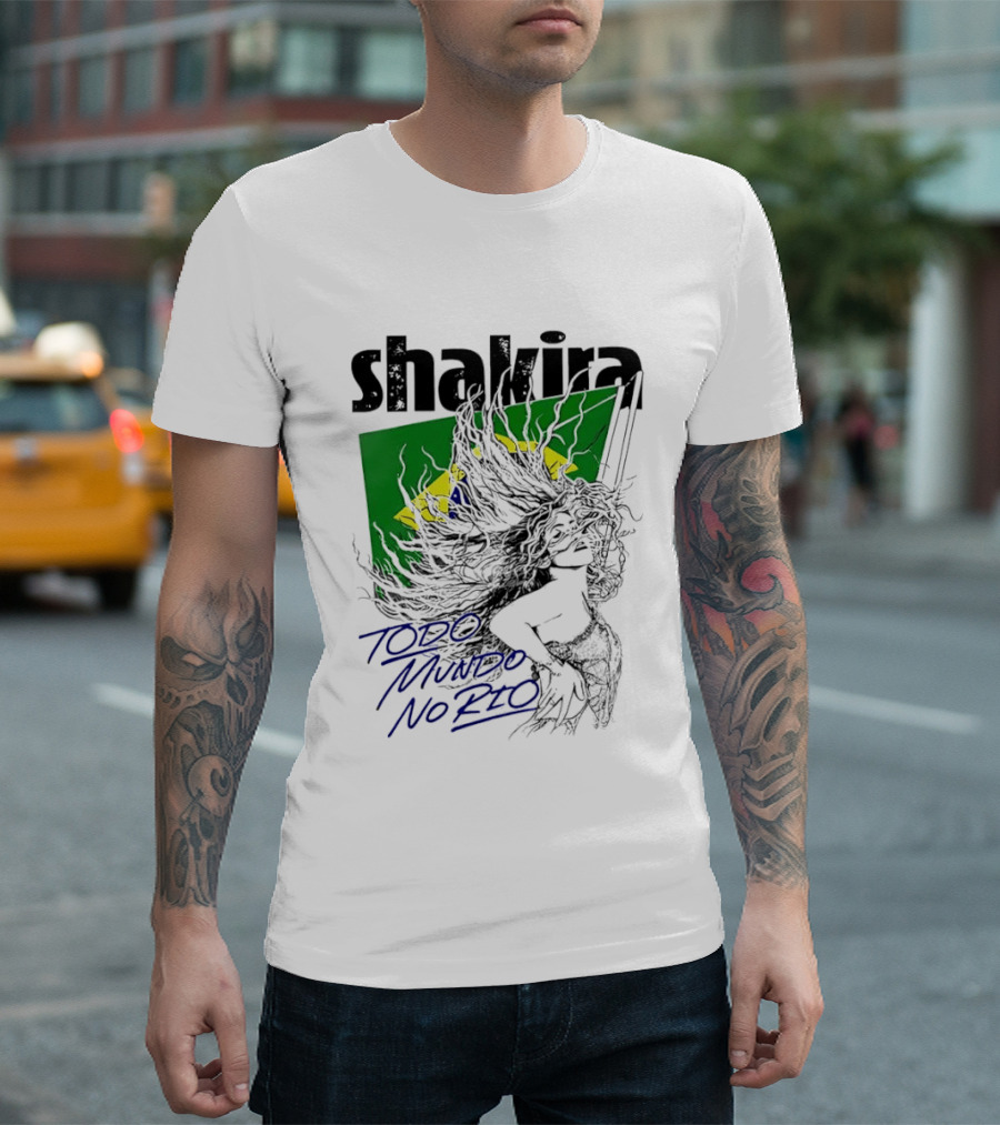 Shakira Todo Mundo No Rio Brazil Flag T-Shirt