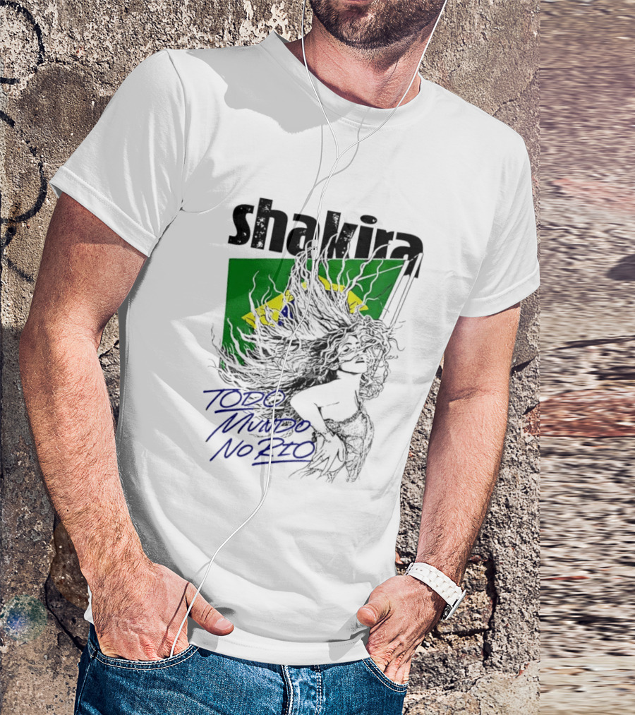 Shakira Todo Mundo No Rio Brazil Flag T-Shirt