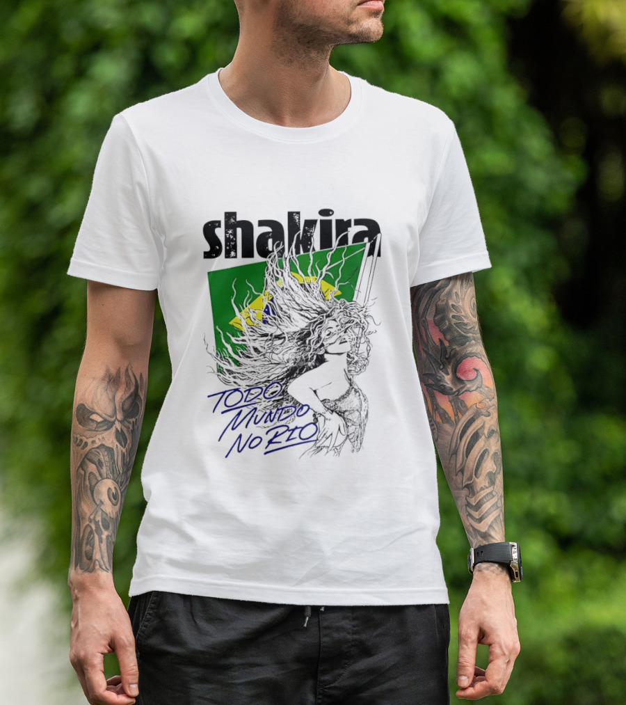 Shakira Todo Mundo No Rio Brazil Flag T-Shirt