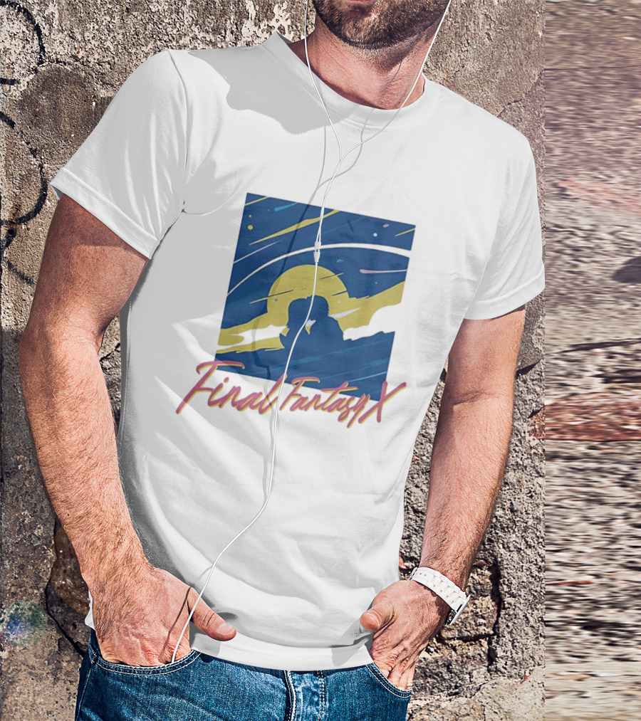Final Fantasy X Romantic Couple Under Moonlit Sky T-Shirt