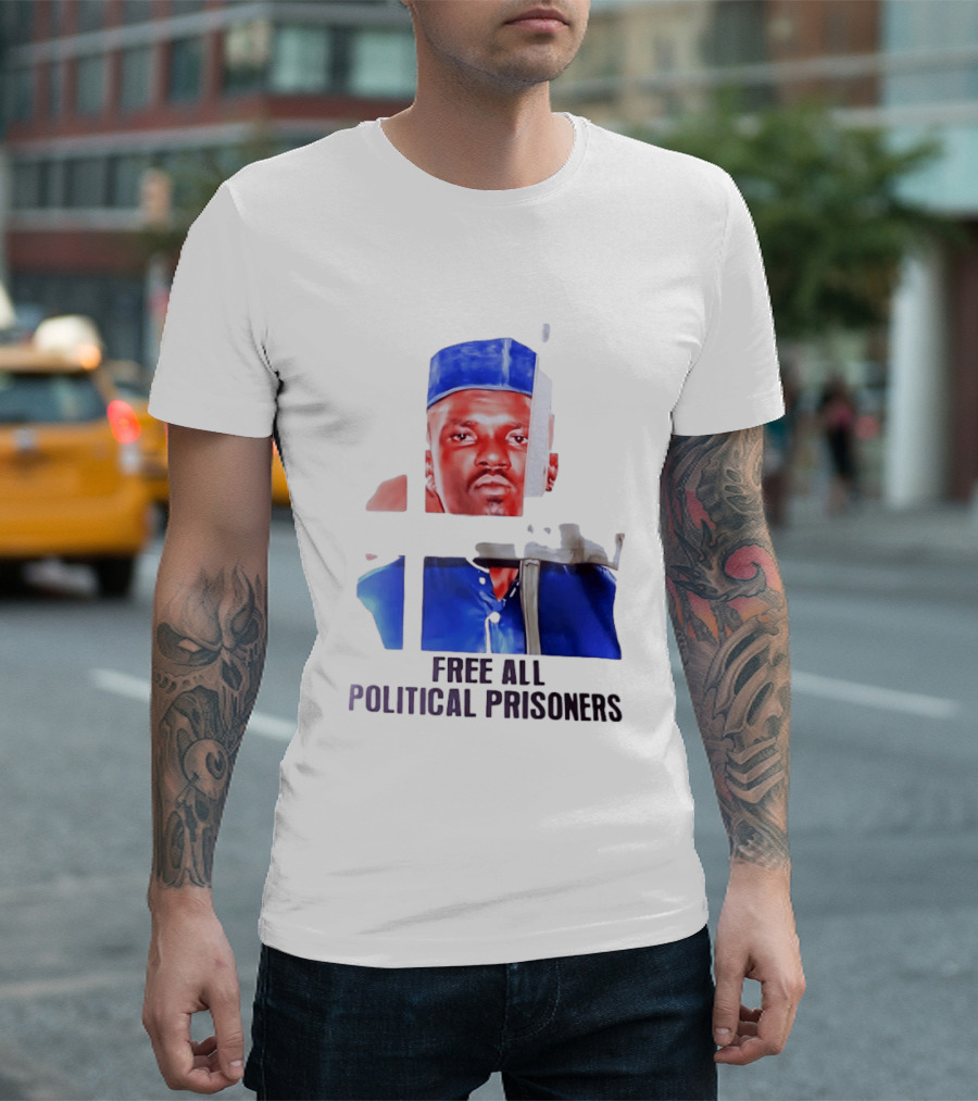 Free All Political Prisoners Protest Activism Painting Blue Beret T-Shirt