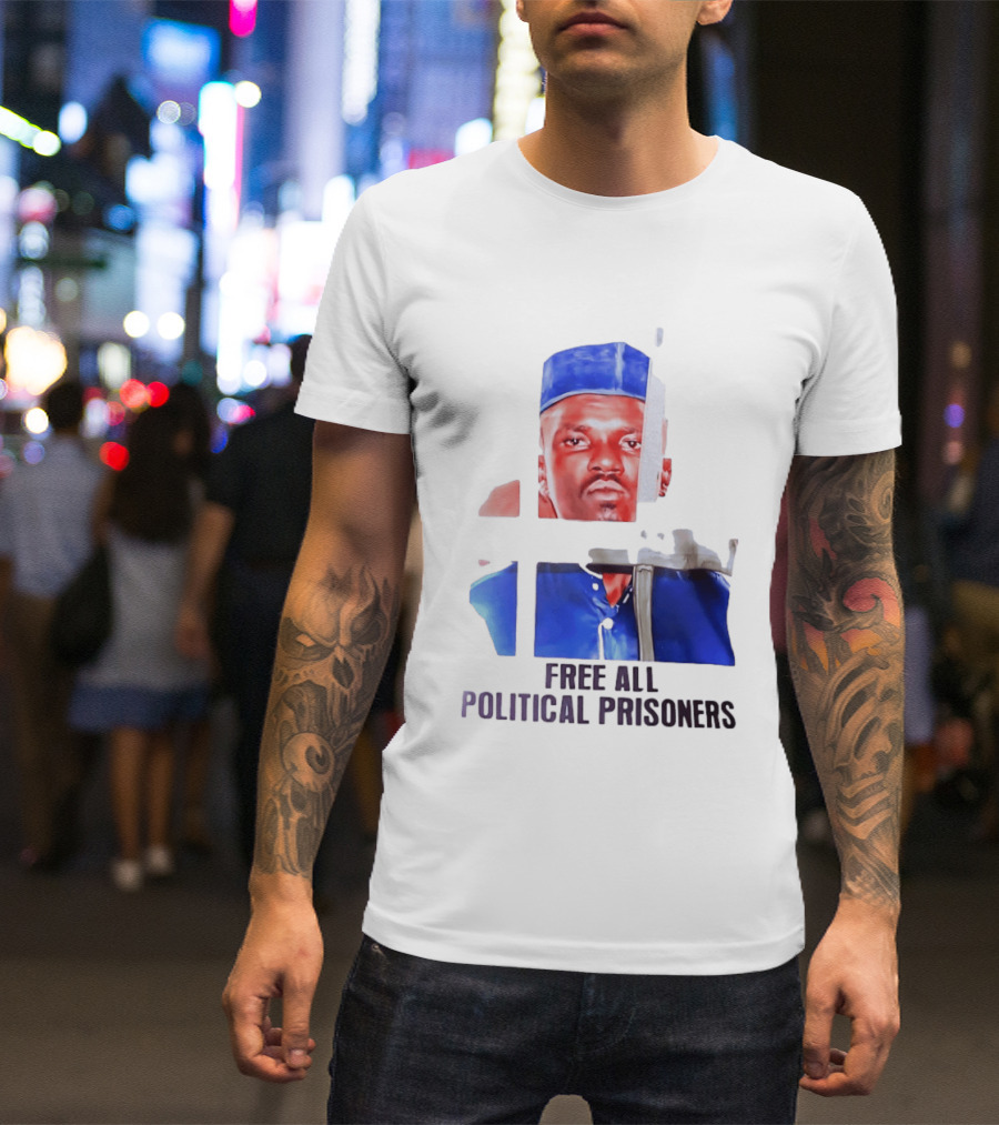 Free All Political Prisoners Protest Activism Painting Blue Beret T-Shirt