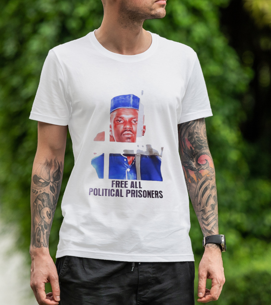 Free All Political Prisoners Protest Activism Painting Blue Beret T-Shirt