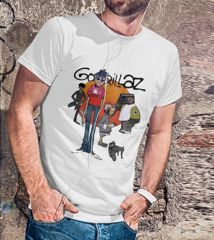 Gorillaz Cartoon Characters Shoot To Ill Group T-Shirt