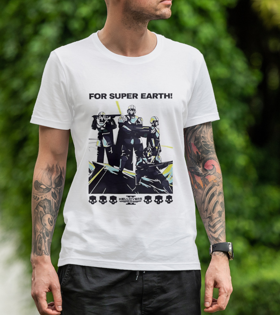 Helldivers II For Super Earth Video Game Soldiers T-Shirt