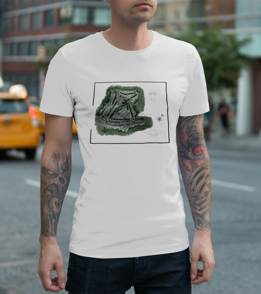 Wee Burn Golf Club Map Darien Connecticut 1904 Historic Course Drawing T-Shirt