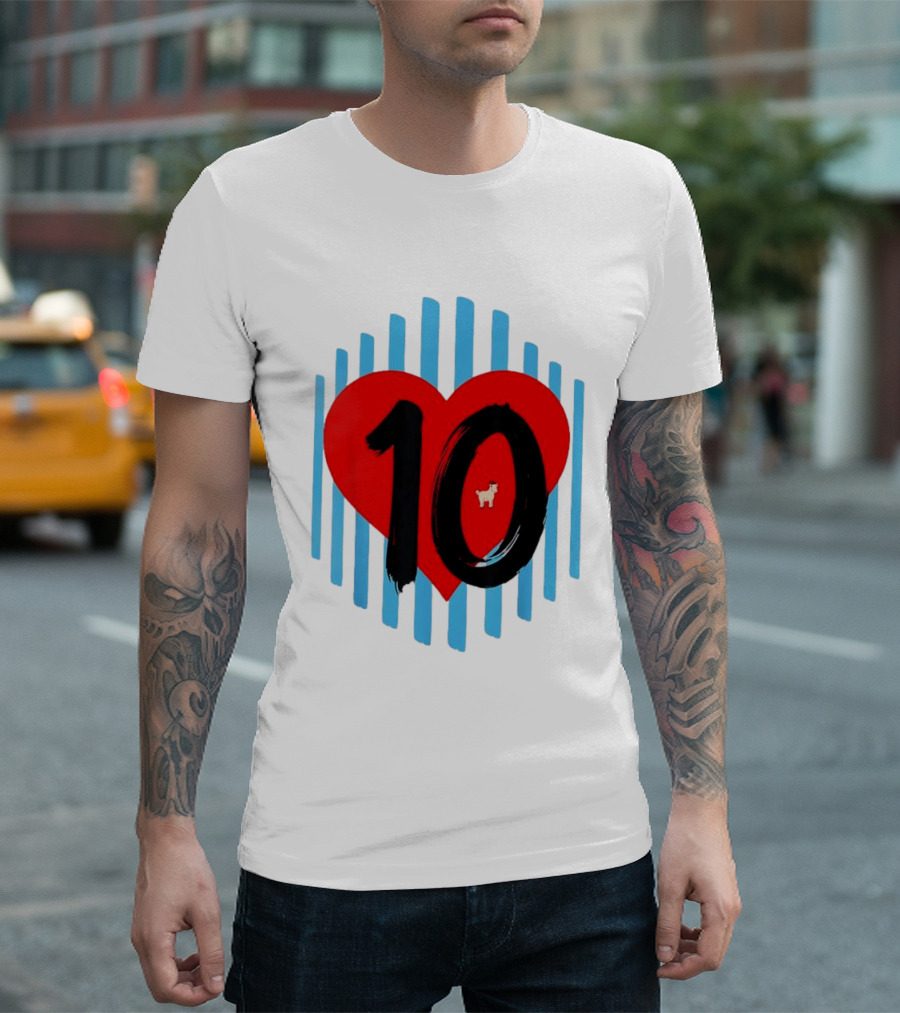 Messi Heart 10 Goat Greatest Of All Time T-Shirt