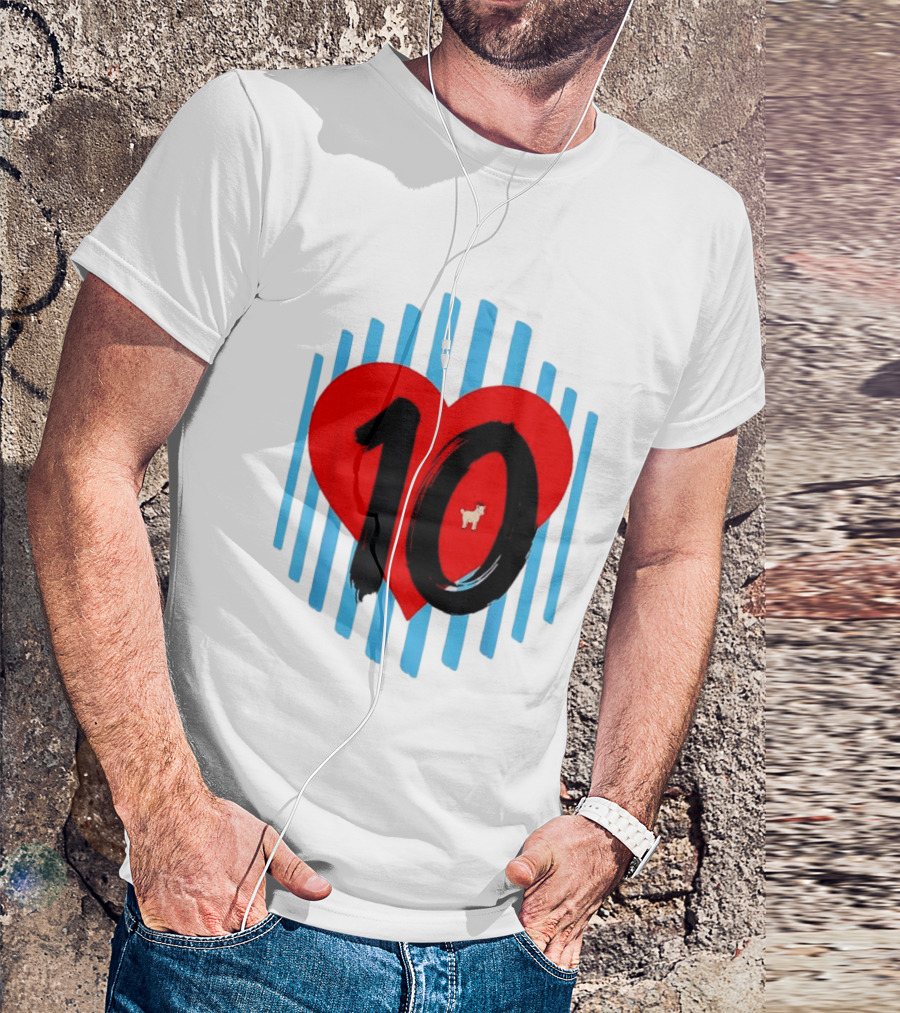 Messi Heart 10 Goat Greatest Of All Time T-Shirt