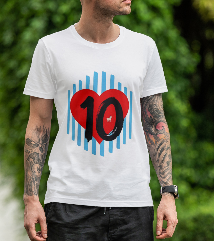 Messi Heart 10 Goat Greatest Of All Time T-Shirt