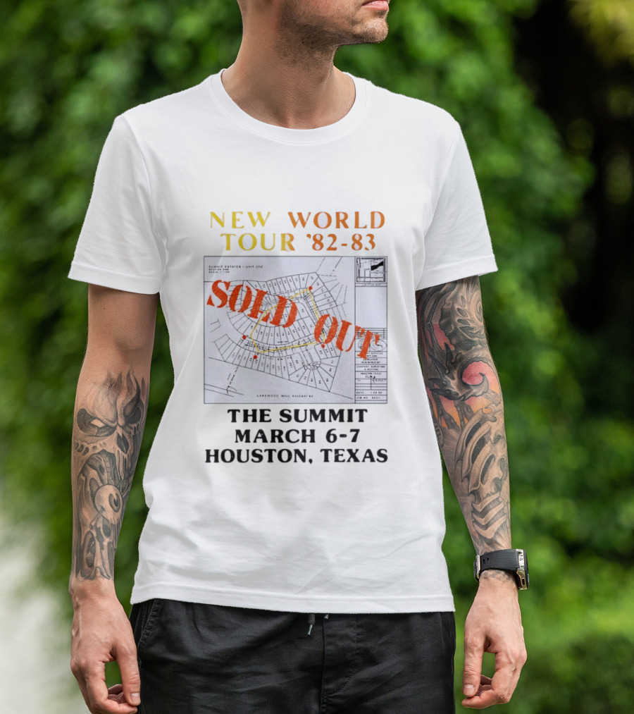 New World Tour '82 83 Sold Out The Summit March 6 7 Houston Texas T-Shirt