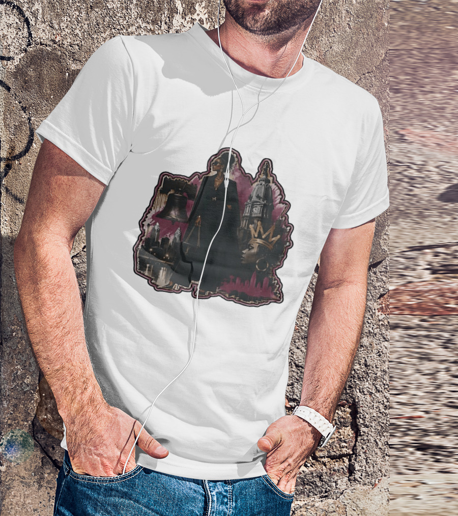 Philadelphia City Chic With Liberty Bell City Hall Skyline Crowned Elegance T-Shirt