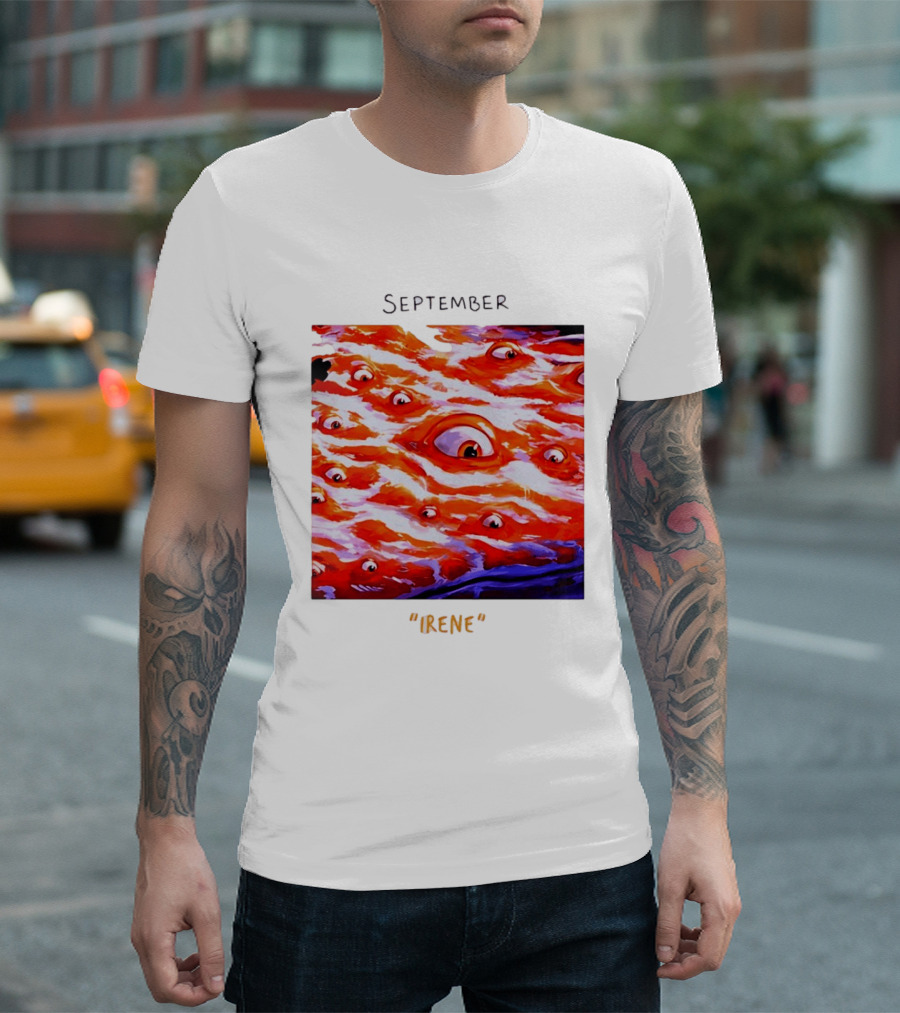 September Irene Surreal Eye Red Waves With Multiple Eyes T-Shirt