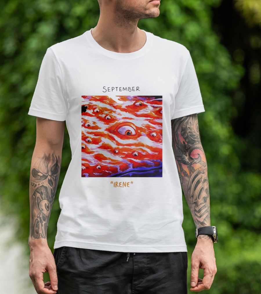 September Irene Surreal Eye Red Waves With Multiple Eyes T-Shirt