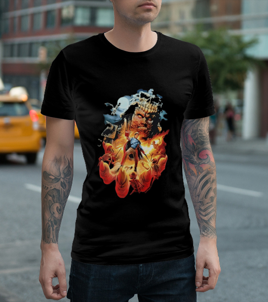 Army Of Darkness Who Wants Some Epic Movie Artwork Battle Scene T-Shirt