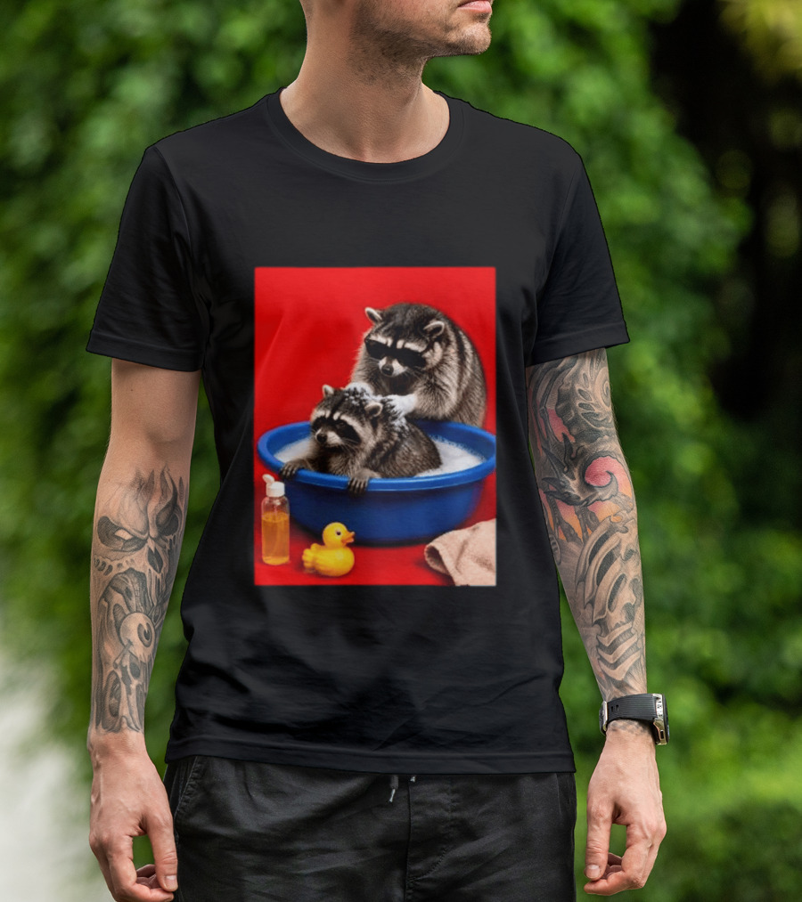 Jimothy Raccoon Viral Trash Panda Bubble Bath Glasses T-Shirt