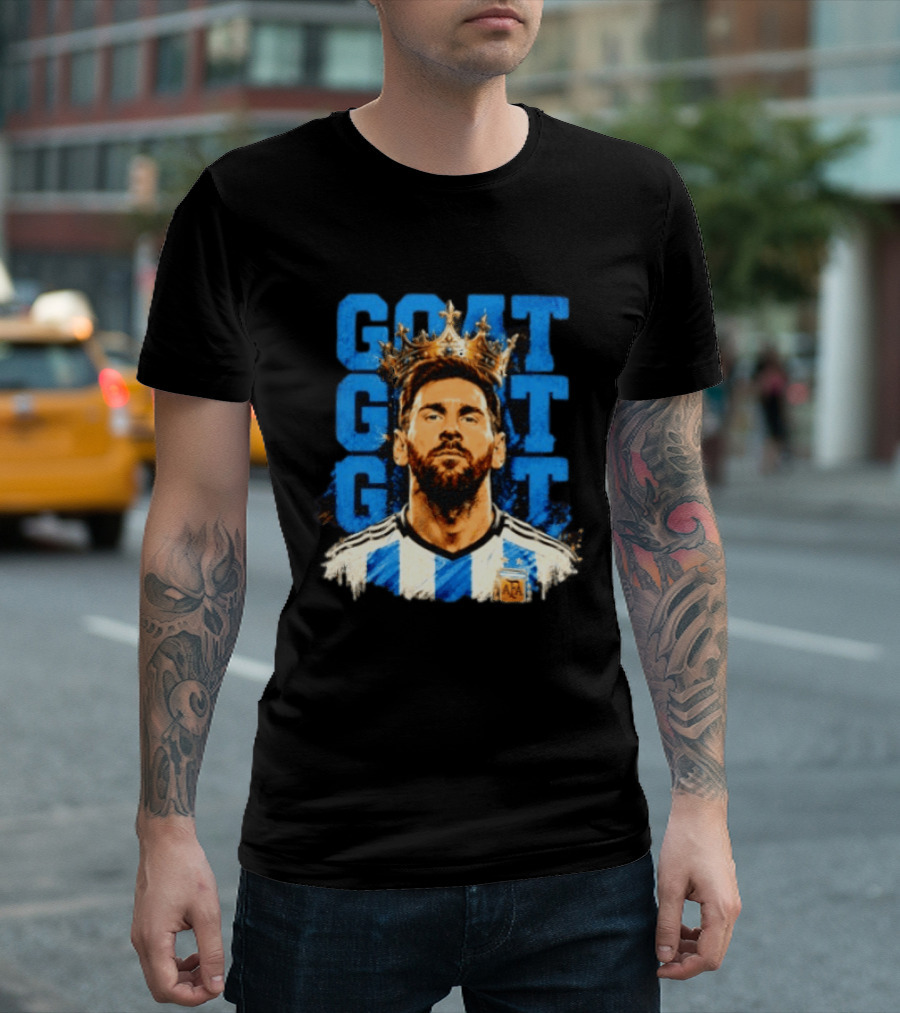 Lionel Messi GOAT Crown Argentina Football Team T-Shirt