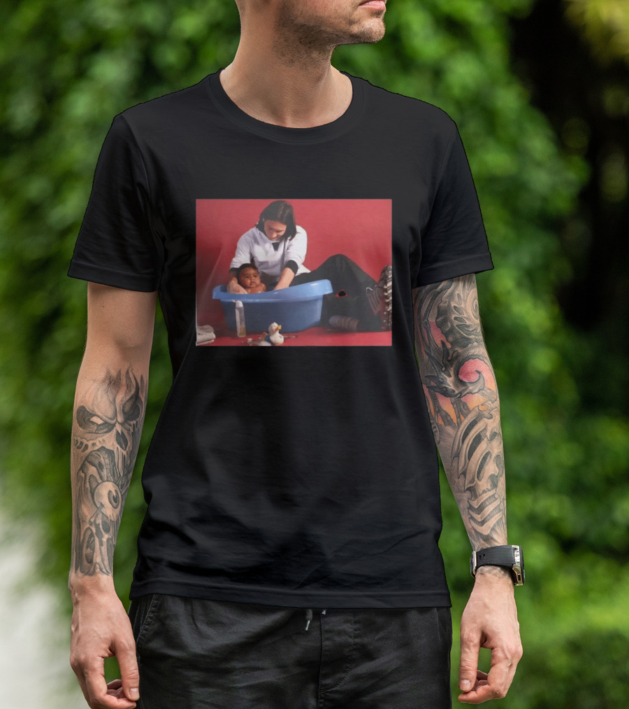 Messi Bathing Baby Lamine Yamal In Blue Tub T-Shirt