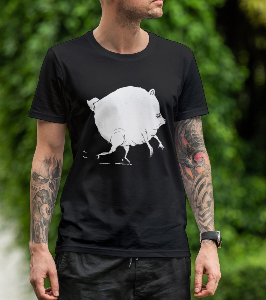 Running Round Hamster Creature Absurd White Quadruped Honesty T-Shirt