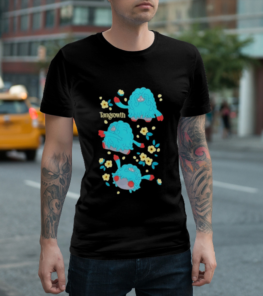 Tangrowth Pokémon Floral Grass Type Yellow Flowers And Blue Vines T-Shirt