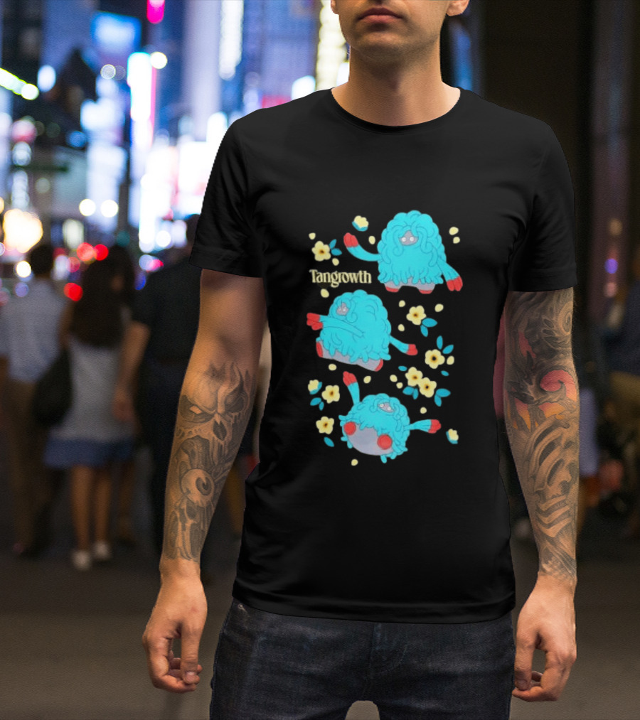 Tangrowth Pokémon Floral Grass Type Yellow Flowers And Blue Vines T-Shirt