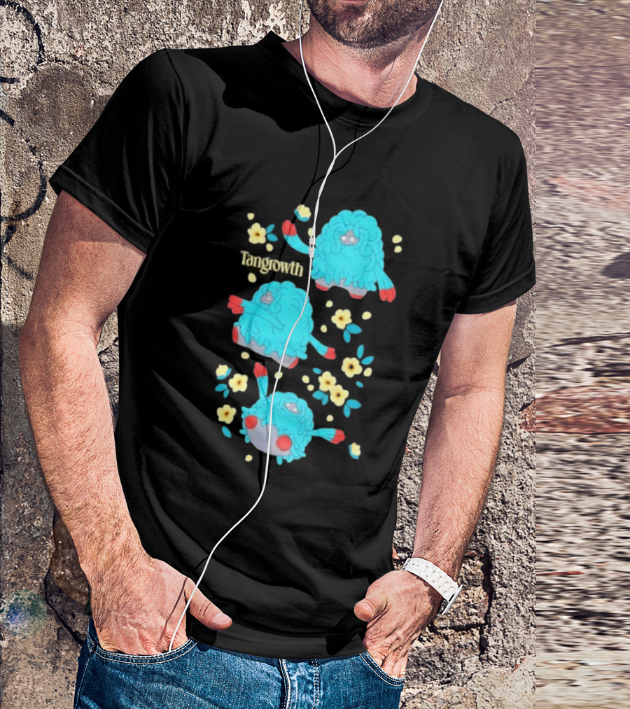 Tangrowth Pokémon Floral Grass Type Yellow Flowers And Blue Vines T-Shirt