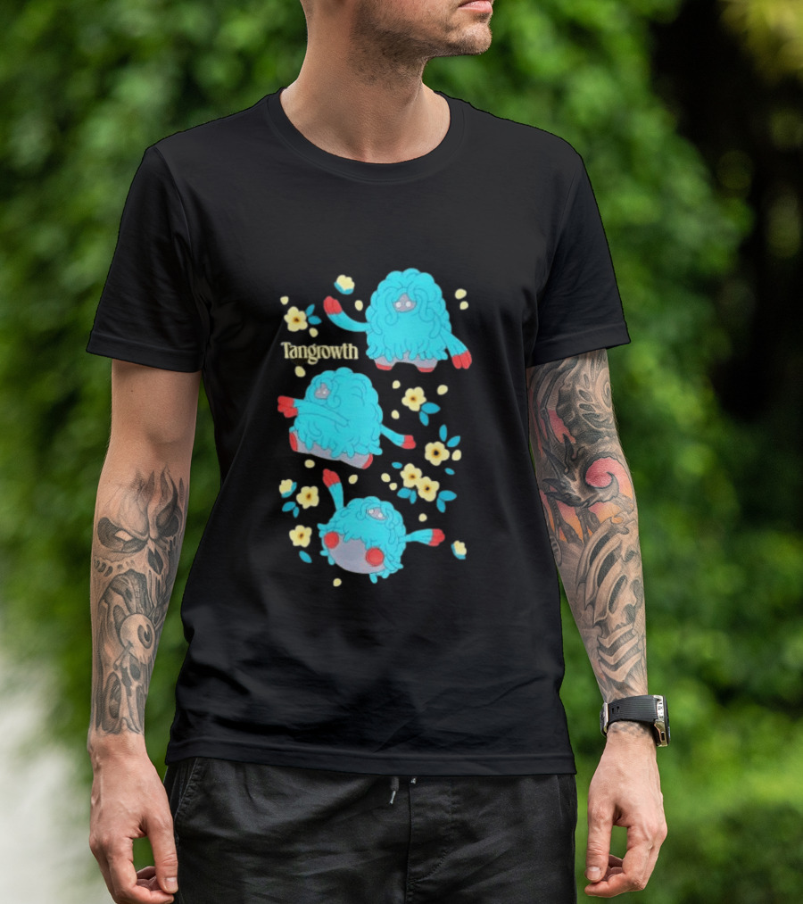 Tangrowth Pokémon Floral Grass Type Yellow Flowers And Blue Vines T-Shirt