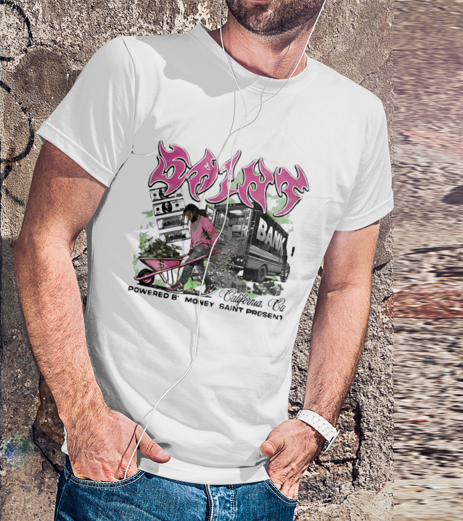 Saint Bank California Co Powered By Money Saint Present T-Shirt