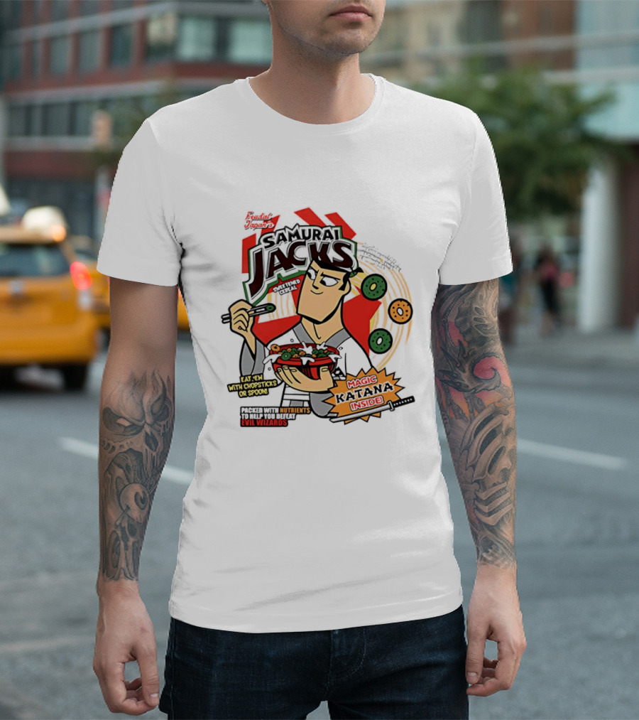 Samurai Jacks Eat 'Em With Chopsticks Magic Katana Nutrients Evil Wizards T-Shirt