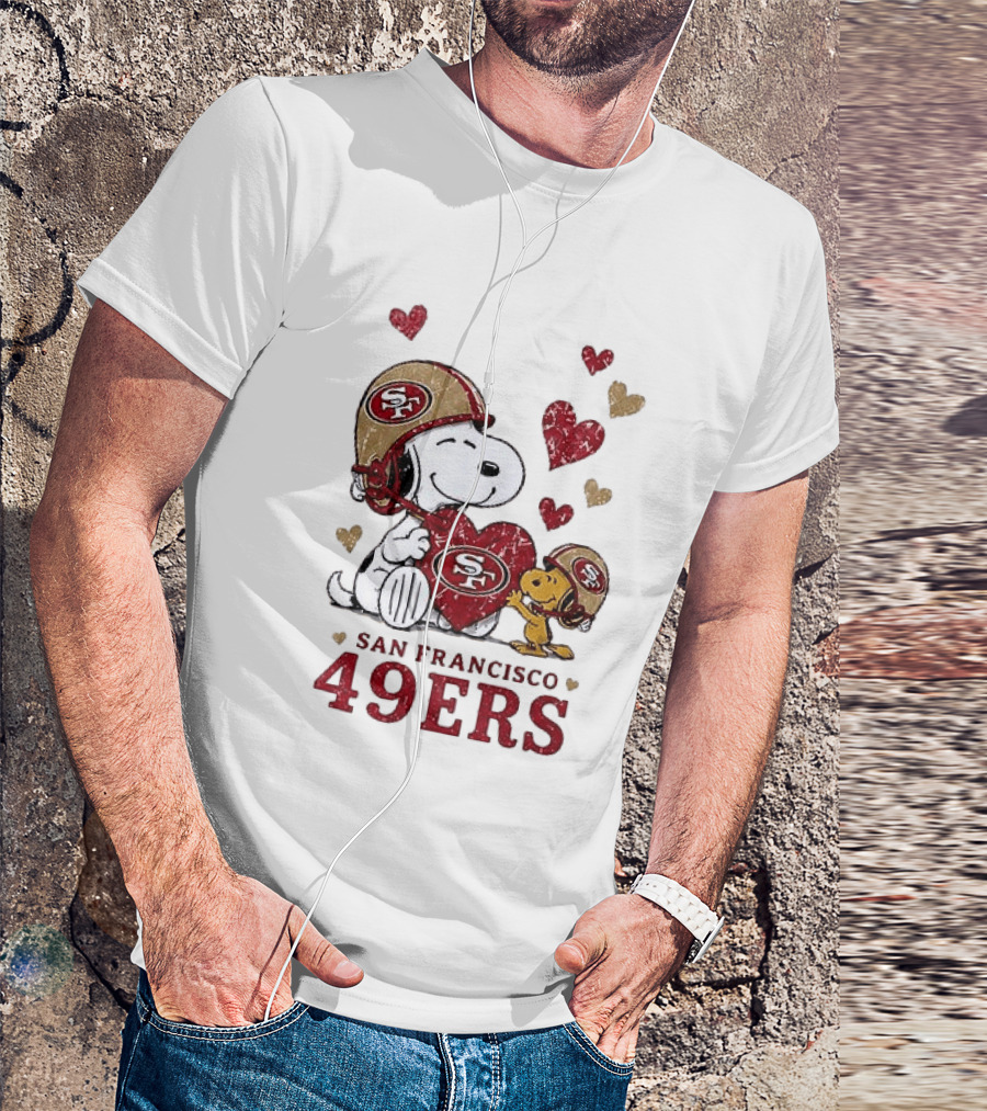 San Francisco 49ers Peanuts Snoopy Love Hearts T-Shirt