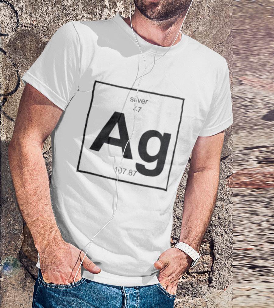 Silver Periodic Table Element Ag 47 Atomic Number 107.87 Chemistry T-Shirt