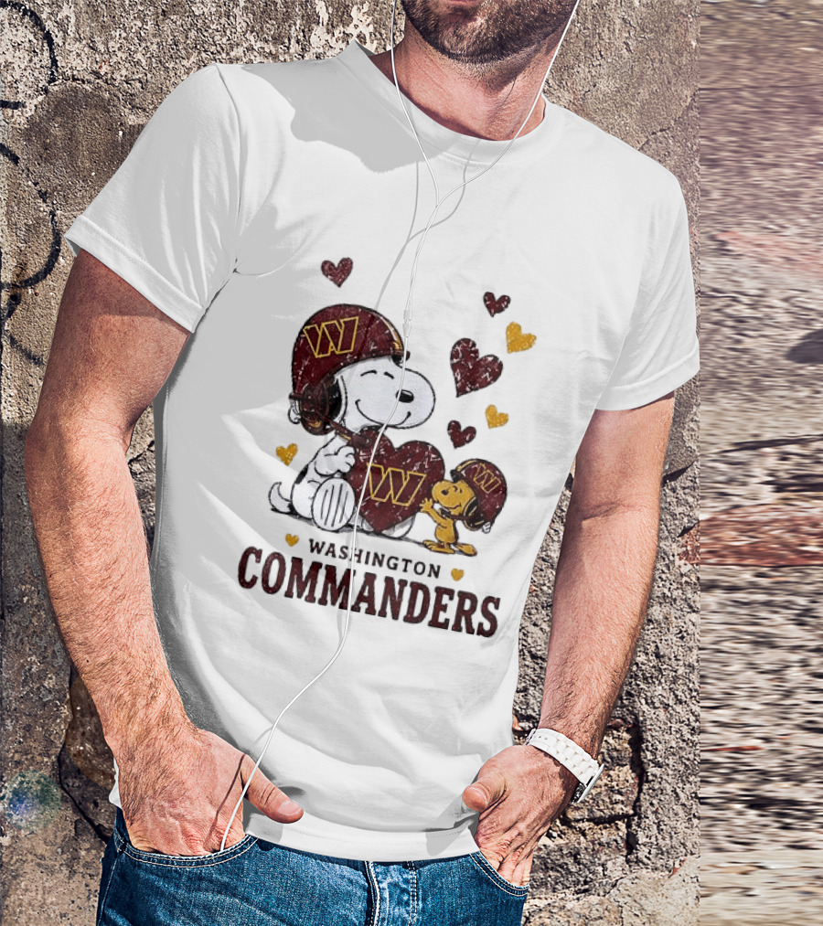 Washington Commanders Peanuts Snoopy Woodstock Love Laughter Hearts T-Shirt