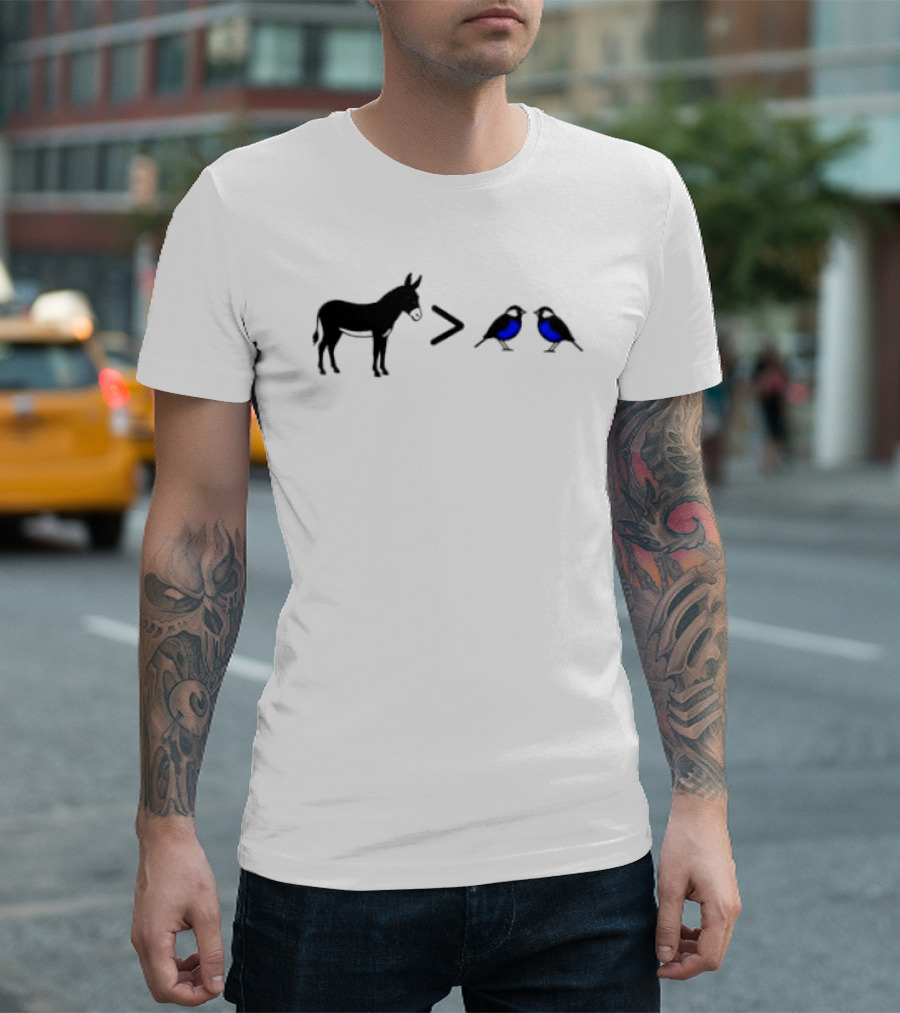 Donkey Greater Than Two Birds Math Fun Equation T-Shirt