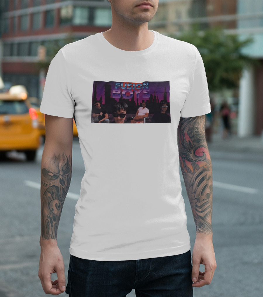 Fusion Boys Aesthetic Group Vaporwave Skyline T-Shirt