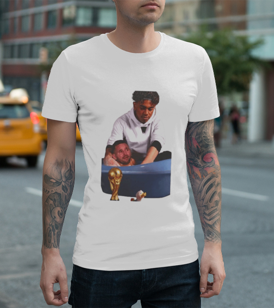 Lamine Yamal Lionel Messi Bathtub Meme World Cup Trophy T-Shirt