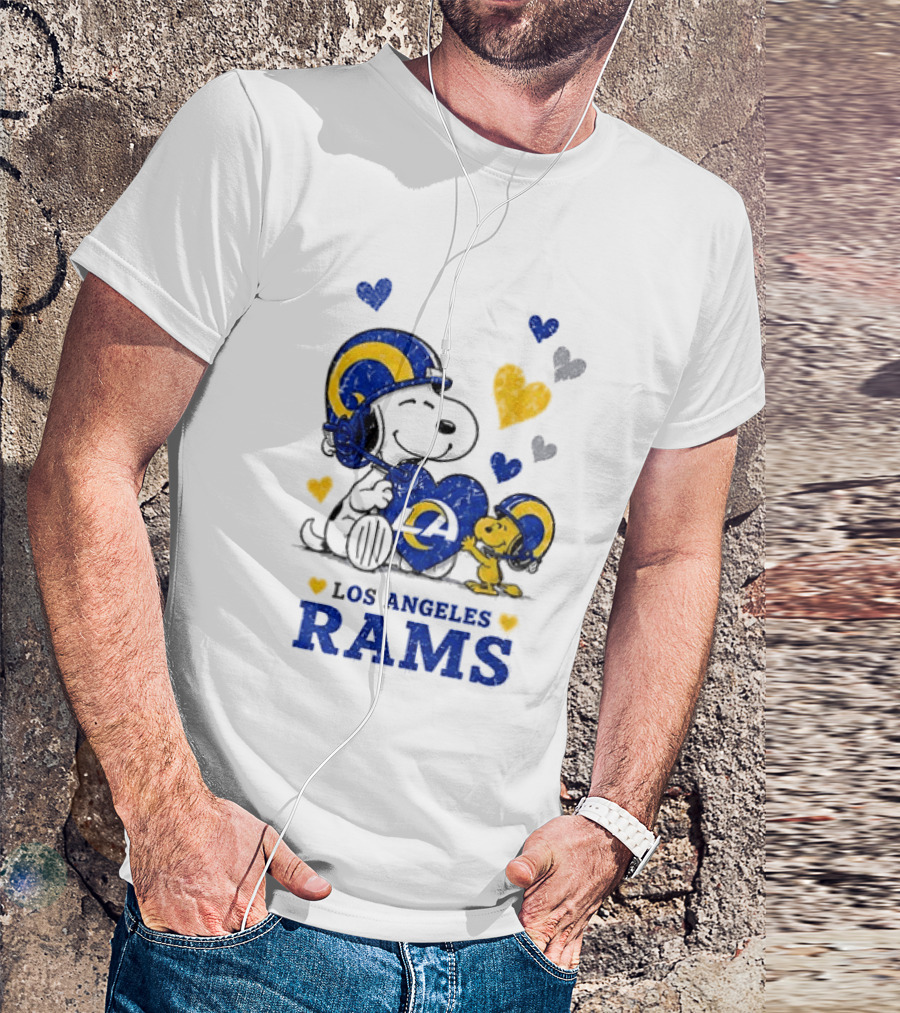 Los Angeles Rams Peanuts Snoopy Love Laughter Hearts T-Shirt