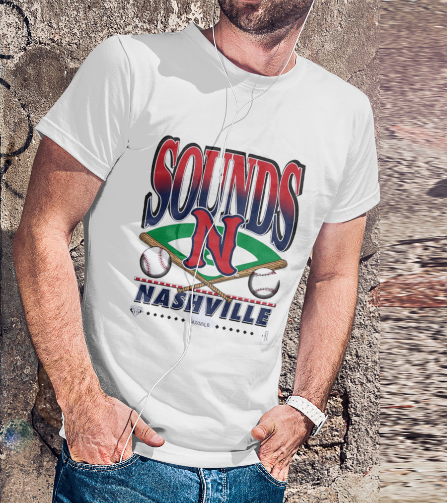 Nashville Sounds MiLB Baseball Team Logo With Bat And Ball T-Shirt