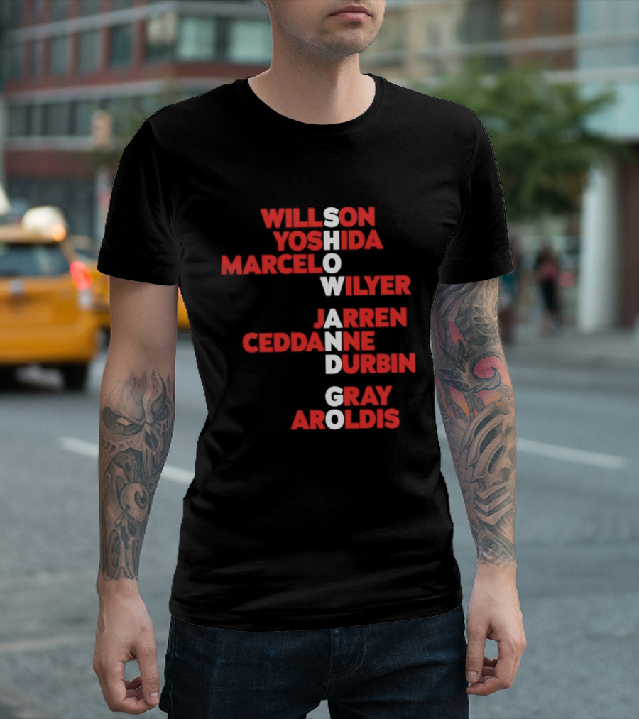 Boston Baseball Show And Go Willson Yoshida Marcel Wilyer Jarren Ceddanne Durgin Gray Aroldis 2026 Names Word Game T-Shirt