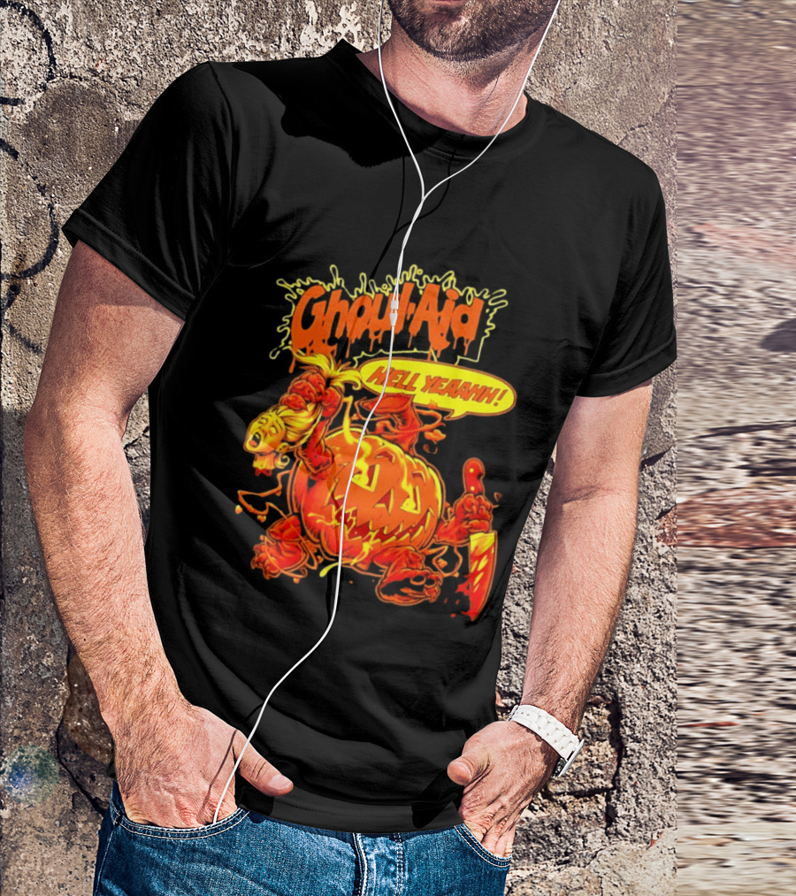 Ghoul Aid Hell Yeaahh Pumpkin Halloween Knife Monster T-Shirt