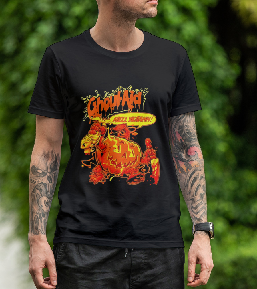 Ghoul Aid Hell Yeaahh Pumpkin Halloween Knife Monster T-Shirt
